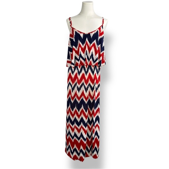 4/$20 West Loop Chevron Print Tiered Maxi Dress - Picture 1 of 3